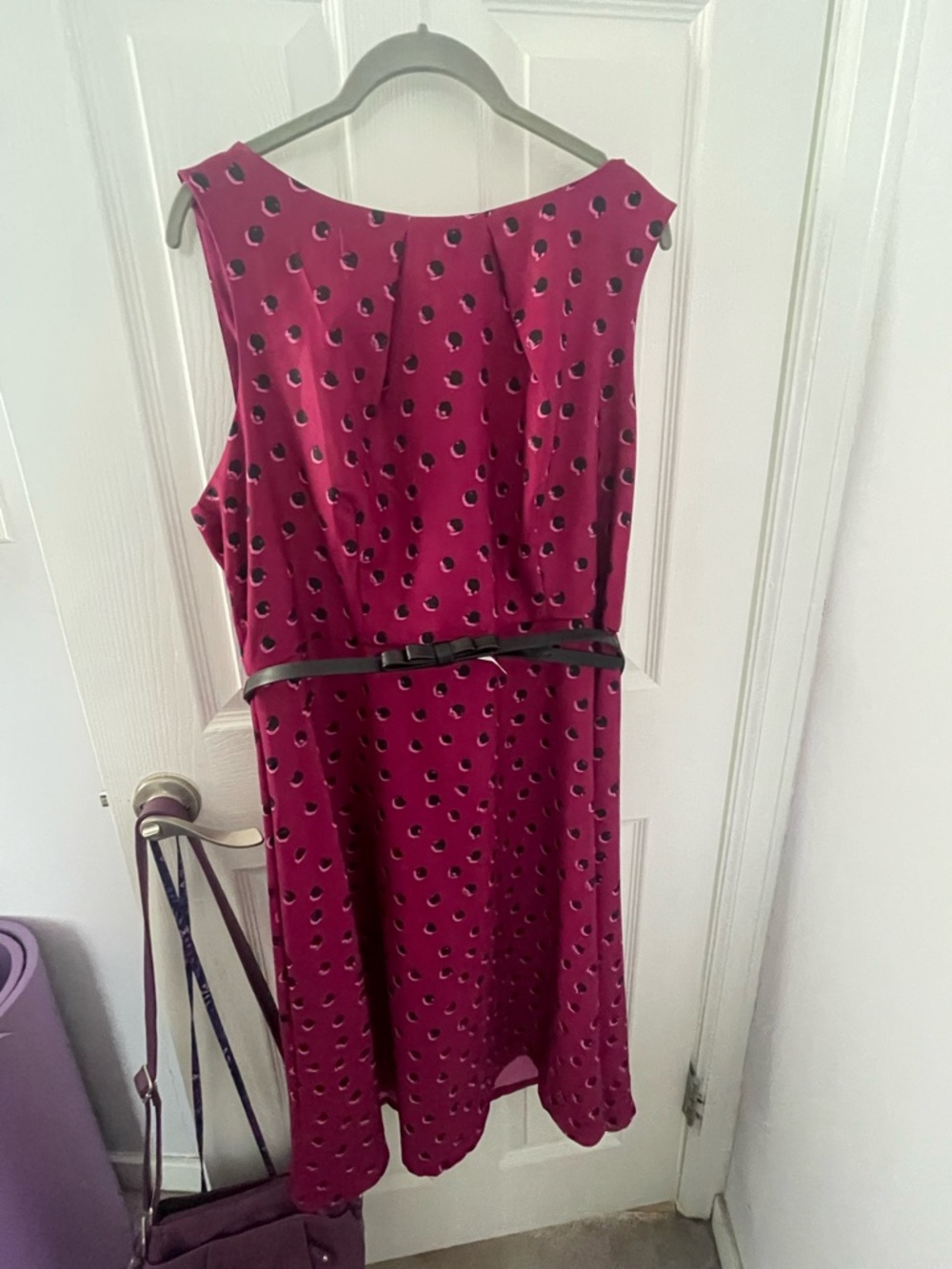 Elle Sleeveless Polka Dot Midi Dress with Black Belt